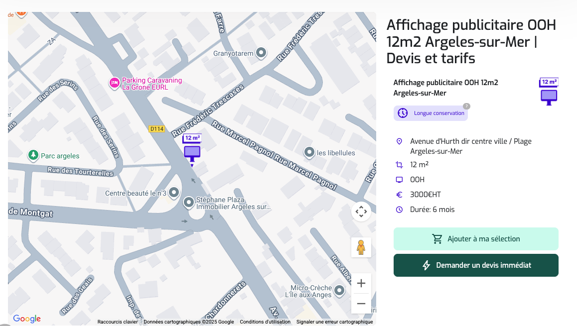 Prix panneau affichage 12m2